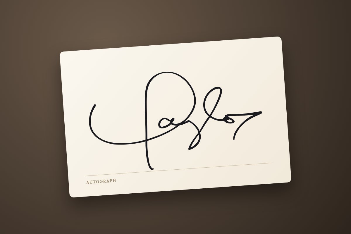 Illustration of Taylor Swift’s signature on an autograph card
